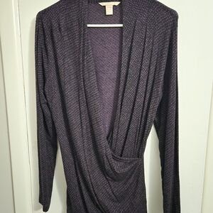 Purple Drape Front Long Sleeve Top